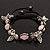 Burn Silver Floral Pink Glass Beaded Bracelet - Adjustable - view 7