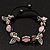 Burn Silver Floral Pink Glass Beaded Bracelet - Adjustable - view 6