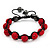 Unisex Ruby Red Coloured Swarovski Crystal Balls & Smooth Round Hematite Beads Buddhist Bracelet - 12mm - Adjustable - view 6