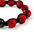 Unisex Ruby Red Coloured Swarovski Crystal Balls & Smooth Round Hematite Beads Buddhist Bracelet - 12mm - Adjustable - view 2