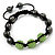 Hematite & Light Green Crystal Beaded Bracelet - Adjustable - 11mm Diameter - view 5