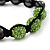 Hematite & Light Green Crystal Beaded Bracelet - Adjustable - 11mm Diameter - view 4