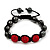 Hematite & Red Crystal Beaded Bracelet - Adjustable - 11mm Diameter - view 6