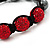 Hematite & Red Crystal Beaded Bracelet - Adjustable - 11mm Diameter - view 4