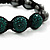 Hematite & Emerald Green Crystal Beaded Bracelet - Adjustable - 11mm Diameter - view 4