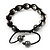 Black/Grey/Clear Crystal & Hematite Beaded Bracelet - Adjustable - 10mm Diameter - view 6