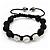Unisex Black Resin Beads & Clear Crystal Balls Buddhist Bracelet - 9mm - Adjustable - view 2