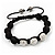 Unisex Black Resin Beads & Clear Crystal Balls Buddhist Bracelet - 9mm - Adjustable - view 6