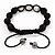 Unisex Black Resin Beads & Clear Crystal Balls Buddhist Bracelet - 9mm - Adjustable - view 7