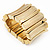 Chunky Wide Gold Textured Acrylic Flex Bracelet - 21cm Length - view 6