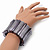 Chunky Wide Black/Grey Textured Acrylic Flex Bracelet - 21cm Length - view 3