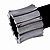 Chunky Wide Black/Grey Textured Acrylic Flex Bracelet - 21cm Length - view 2