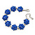 Royal Blue Swarovski Crystal Floral Bracelet In Rhodium Plated Metal - 16cm Length (with 5cm extension) - view 3