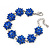 Royal Blue Swarovski Crystal Floral Bracelet In Rhodium Plated Metal - 16cm Length (with 5cm extension)
