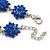 Royal Blue Swarovski Crystal Floral Bracelet In Rhodium Plated Metal - 16cm Length (with 5cm extension) - view 5