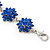 Royal Blue Swarovski Crystal Floral Bracelet In Rhodium Plated Metal - 16cm Length (with 5cm extension) - view 8