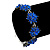 Royal Blue Swarovski Crystal Floral Bracelet In Rhodium Plated Metal - 16cm Length (with 5cm extension) - view 4