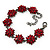 Burgundy Red Swarovski Crystal Floral Bracelet In Gun Metal - 16cm Length (with 5cm extension) - view 7