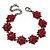 Burgundy Red Swarovski Crystal Floral Bracelet In Gun Metal - 16cm Length (with 5cm extension)