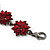 Burgundy Red Swarovski Crystal Floral Bracelet In Gun Metal - 16cm Length (with 5cm extension) - view 3