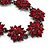 Burgundy Red Swarovski Crystal Floral Bracelet In Gun Metal - 16cm Length (with 5cm extension) - view 4