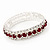 Burgundy Red/Clear Swarovski Crystal Flex Bracelet (Silver Tone Metal) - 18cm Length - view 6