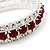 Burgundy Red/Clear Swarovski Crystal Flex Bracelet (Silver Tone Metal) - 18cm Length - view 4