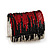 Wide Black/Red/White Flex Glass Bead Bangle Bracelet - Adjustable - 6.5cm Width - view 8