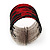 Wide Black/Red/White Flex Glass Bead Bangle Bracelet - Adjustable - 6.5cm Width - view 6