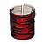 Wide Black/Red/White Flex Glass Bead Bangle Bracelet - Adjustable - 6.5cm Width - view 5