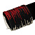 Wide Black/Red/White Flex Glass Bead Bangle Bracelet - Adjustable - 6.5cm Width - view 2