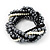 Chunky Black/Grey/White Beaded Braided Flex Bracelet - up to 22cm Length - view 5