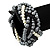 Chunky Black/Grey/White Beaded Braided Flex Bracelet - up to 22cm Length - view 3