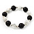 Black/ White Ceramic Bead Flex Bracelet - 21cm Length - view 5