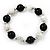 Black/ White Ceramic Bead Flex Bracelet - 21cm Length