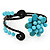 Turquoise Beaded 'Flower' Flex Bangle Bracelet - Adjustable - view 3