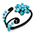 Turquoise Beaded 'Flower' Flex Bangle Bracelet - Adjustable