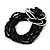 Black/White Glass Bead 'Rose' Flex Bracelet - up to 22cm Length - view 7