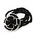 Black/White Glass Bead 'Rose' Flex Bracelet - up to 22cm Length - view 6