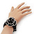 Black/White Glass Bead 'Rose' Flex Bracelet - up to 22cm Length - view 5