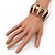Wide Goldtone Geometric Flex Bracelet - Up to 18cm Length - view 4