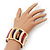 Wide Geometric Pattern Stretch Bracelet In Goldtone Metal - Up to 19cm Length - view 4