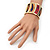 Wide Geometric Pattern Stretch Bracelet In Goldtone Metal - Up to 19cm Length - view 5