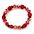 Red Glass 'Ladybug' And Faceted Bead Flex Bracelet - 20cm Length