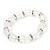 Transparent Glass Bead With Clear Crystals Silver Rings Flex Bracelet - 18cm Length - view 5