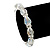 Transparent Glass Bead With Clear Crystals Silver Rings Flex Bracelet - 18cm Length - view 2