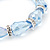 Light Blue Glass Bead With Clear Crystals Silver Rings Flex Bracelet - 18cm Length - view 5