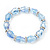 Light Blue Glass Bead With Clear Crystals Silver Rings Flex Bracelet - 18cm Length