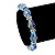 Light Blue Glass Bead With Clear Crystals Silver Rings Flex Bracelet - 18cm Length - view 2