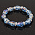 Light Blue Glass Bead With Clear Crystals Silver Rings Flex Bracelet - 18cm Length - view 4